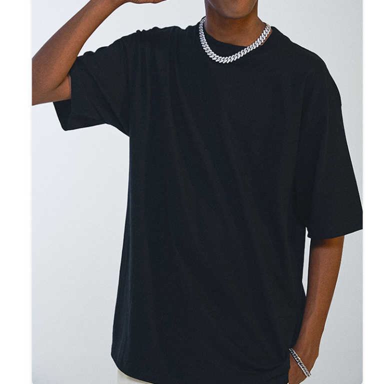 Men's 200g Cotton Short-Sleeved O-Neck T-Shirt, Solid Color, Simple, Loose and Casual Top, Hot-Selling Blank Design Clothing