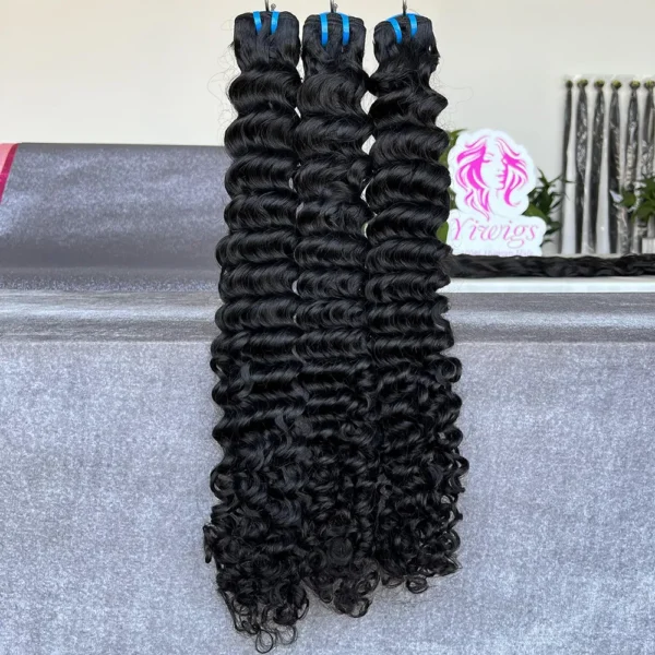 12A 100% Raw Unprocessed Virgin Hair Deep Curly Bundles Weft Extensions Wholesale Vietnamese Curly Human Hair Bundles Vendor