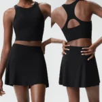 2 PCS Fantastic Summer Outfits Crewneck Padded Tank Tops + Lace Hem Athletic Skirts with Pockets and Shorts, Custom Logo Paddle Tennis Clothes for Ladies