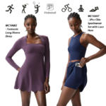2 PCS Fantastic Summer Outfits Crewneck Padded Tank Tops + Lace Hem Athletic Skirts with Pockets and Shorts, Custom Logo Paddle Tennis Clothes for Ladies
