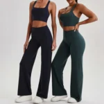2 Piece Highest Quality Workout Set Pilates Fitness Outfits for Ladies, Cross Back Sports Bra with High Waist Wide Leg Yoga Pants Lulu Styles Activewear