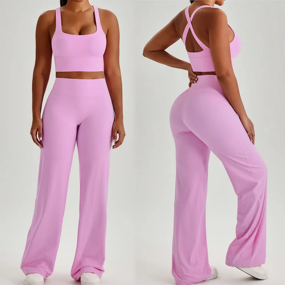 2 Piece Highest Quality Workout Set Pilates Fitness Outfits for Ladies, Cross Back Sports Bra with High Waist Wide Leg Yoga Pants Lulu Styles Activewear 2 Piece Highest Quality Workout Set Pilates Fitness Outfits for Ladies, Cross Back Sports Bra with High Waist Wide Leg Yoga Pants Lulu Styles Activewear