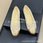2024 new autumn style small fragrant style flat shoes round toe shallow mouth color block braided daily casual ballet shoes for women