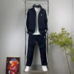 2025 new men's high-end stand-up collar sports suit jacket sports two-piece set casual trend light luxury versatile style