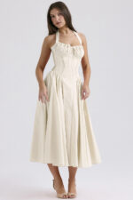 2025 New Summer Slim Suspender Long Skirt European and American Style Fashion Printed Halter Neck Lace Dress