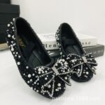 2025 Summer Bow Lady Girl Princess Baby Rhinestone Single Shoes Leather Shoes Dance Wholesale Crystal Princess Style