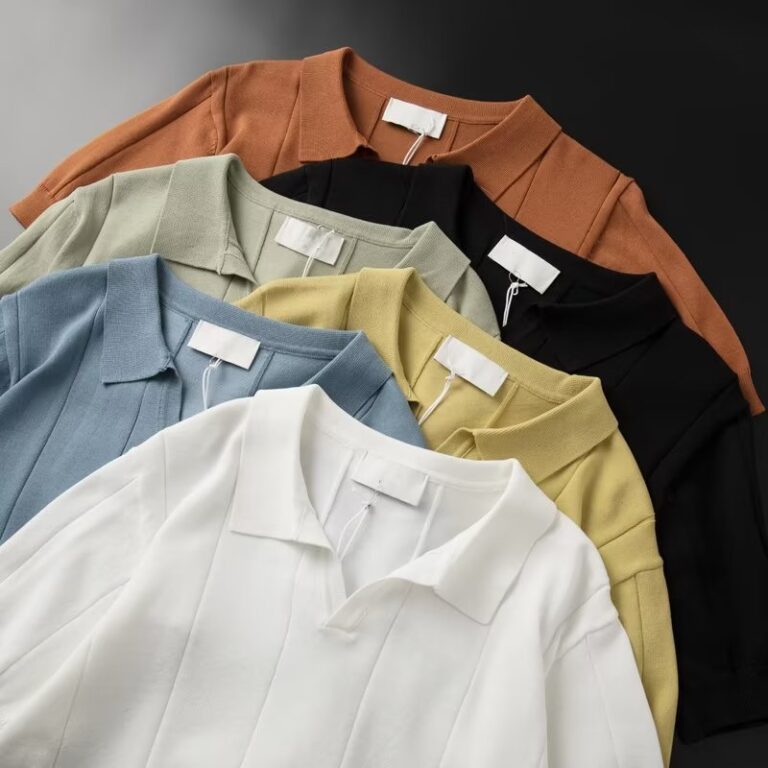 2025 summer thin knitted ice silk solid color short-sleeved polo shirt for men simple multi-color lapel top clothes drop shipping