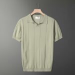 2025 summer thin knitted ice silk solid color short-sleeved polo shirt for men simple multi-color lapel top clothes drop shipping