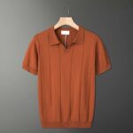 2025 summer thin knitted ice silk solid color short-sleeved polo shirt for men simple multi-color lapel top clothes drop shipping