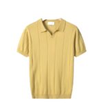 2025 summer thin knitted ice silk solid color short-sleeved polo shirt for men simple multi-color lapel top clothes drop shipping