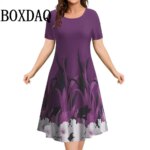 2025 Vintage Women's Dresses Floral Print Summer Elegant Ladies Dresses Female Short Sleeve Dress Fashion Plus Size Clothes 9XL