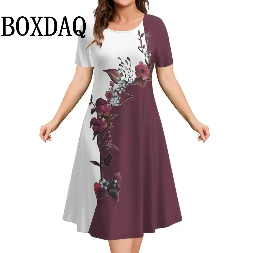 2025 Vintage Women's Dresses Floral Print Summer Elegant Ladies Dresses Female Short Sleeve Dress Fashion Plus Size Clothes 9XL 2025 Vintage Women's Dresses Floral Print Summer Elegant Ladies Dresses Female Short Sleeve Dress Fashion Plus Size Clothes 9XL