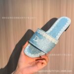 2026 Dijia spring and summer new style one-word slippers, color-blocked women's slippers, letter three-dimensional embroidery lace sandals, cross-border foreign trade