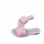 2026 Dijia spring and summer new style one-word slippers, color-blocked women's slippers, letter three-dimensional embroidery lace sandals, cross-border foreign trade