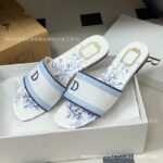 2026 Dijia spring and summer new style one-word slippers, color-blocked women's slippers, letter three-dimensional embroidery lace sandals, cross-border foreign trade