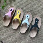 2026 European and American foreign trade flip-flops for women, trendy flip-flops for outer wear, non-slip, fashionable flat bottom cork flip-flops, large size factory ready stock