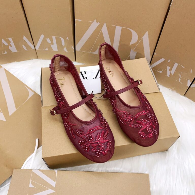2026 New Mary Jane Shoes Women's Ballet Style Flat Shoes Pearl Embroidered Mesh Shallow Mouth Round Toe Casual Shoes