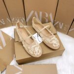2026 New Mary Jane Shoes Women's Ballet Style Flat Shoes Pearl Embroidered Mesh Shallow Mouth Round Toe Casual Shoes