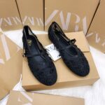 2026 New Mary Jane Shoes Women's Ballet Style Flat Shoes Pearl Embroidered Mesh Shallow Mouth Round Toe Casual Shoes