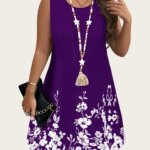 2026 Summer New Women's Sleeveless Dresses Loose Plus Size Dresses Beach Vacation Casual Tank Floral Print Women A-Line Dresses