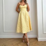 2026 Women Flower Strap Dress Summer Sleeveless Embossed Jacquard Backless Sling Maxi Dresses Female Casual Long Camisole Skirt