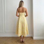 2026 Women Flower Strap Dress Summer Sleeveless Embossed Jacquard Backless Sling Maxi Dresses Female Casual Long Camisole Skirt