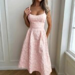 2026 Women Flower Strap Dress Summer Sleeveless Embossed Jacquard Backless Sling Maxi Dresses Female Casual Long Camisole Skirt
