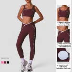 2PCS Color-Collision Workout Set Luxury Gym Outfits for Women, Trendy Push-up Sports Bra + Cross Waisted Compression Yoga Pants with Scrunch Butt