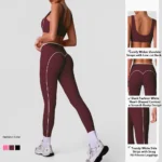 2PCS Color-Collision Workout Set Luxury Gym Outfits for Women, Trendy Push-up Sports Bra + Cross Waisted Compression Yoga Pants with Scrunch Butt
