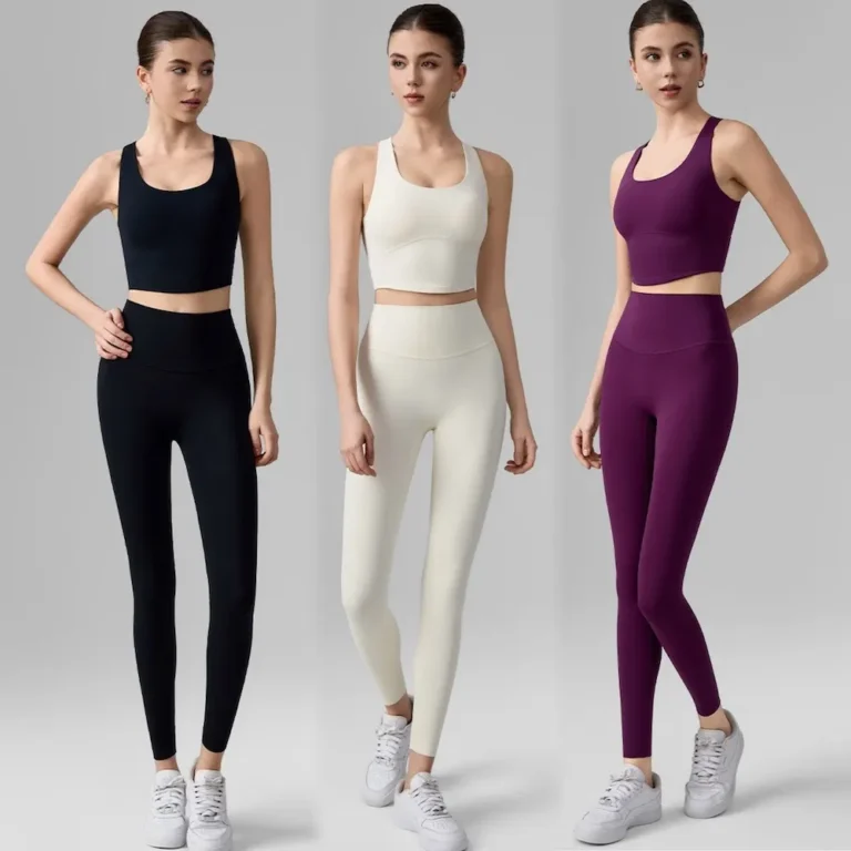 2PCS Gym Pilates Fitness Outfits for Women, Sexy Cross Back Back Workout Tank with Molded Cup + High Waisted Yoga Leggings Breathable Activewear Manufacturer