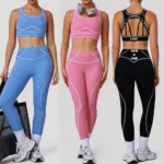 2PCS Seductive Premium Yoga Workout Sets for Women, Color Collision Hollow Back Sports Bra with High Waist Fitness Leggings Custom Logo Naked Soft Outfits