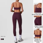 2PCS Stylish Butt Lifting Fitness Wear with Pockets for Woman, Sexy Halter Neck Sports Bra + High Waisted Workout Leggings Yoga and Gym Training Outfits