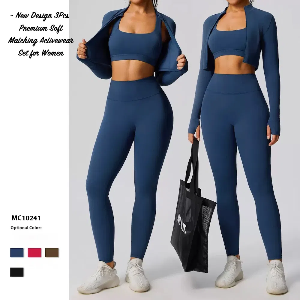 3 Piece Premium Soft Simple Fashion Workout Sets for Woman, High Waist Leggings and Sports Bra + Yoga Jacket Matching Gym Pilates Running Outfits 3 Piece Premium Soft Simple Fashion Workout Sets for Woman, High Waist Leggings and Sports Bra + Yoga Jacket Matching Gym Pilates Running Outfits