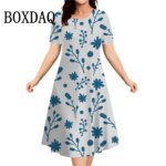 3D Butterfly Flowers Print Women's Dresses Summer Short Sleeve Clothing Casual Female Dress Retro Loose Plus Size Dress 2026 9XL