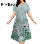 3D Butterfly Flowers Print Women's Dresses Summer Short Sleeve Clothing Casual Female Dress Retro Loose Plus Size Dress 2026 9XL