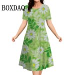 3D Butterfly Flowers Print Women's Dresses Summer Short Sleeve Clothing Casual Female Dress Retro Loose Plus Size Dress 2026 9XL