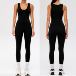 3PCS Soft Comfortable Casual Activewear Set for Women, Lifestyle U Neck Athletic Tank with Bra + High Waisted Biker Shorts + Yoga Leggings