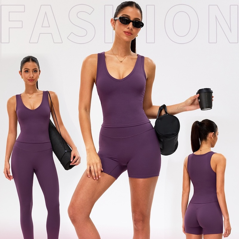3PCS Soft Comfortable Casual Activewear Set for Women, Lifestyle U Neck Athletic Tank with Bra + High Waisted Biker Shorts + Yoga Leggings 3PCS Soft Comfortable Casual Activewear Set for Women, Lifestyle U Neck Athletic Tank with Bra + High Waisted Biker Shorts + Yoga Leggings
