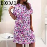 9XL Plus Size Women's Dress For Summer Hawaii Beach Vacation Loose Dress Casual Short Sleeve Palm leaves 3D Print Dress 2026 New