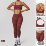 Amazon New Trendy 2 Piece Silver Dots Pattern Workout Outfits for Women, Cross Back Sports Bra + Butt Lifting Yoga Leggings with Scrunch Booty Gym Apparel