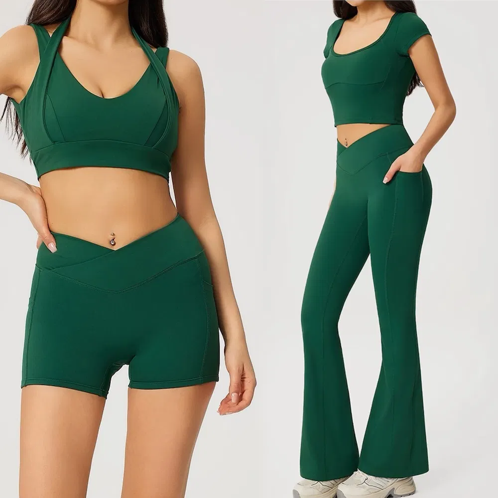 Amazon Popular Picked 4PCS Pilates Clothes Gym Wear for Women, Premium Padded Sports Top + Cross Waist Workout Shorts + Flare Pants with Side Pockets Amazon Popular Picked 4PCS Pilates Clothes Gym Wear for Women, Premium Padded Sports Top + Cross Waist Workout Shorts + Flare Pants with Side Pockets