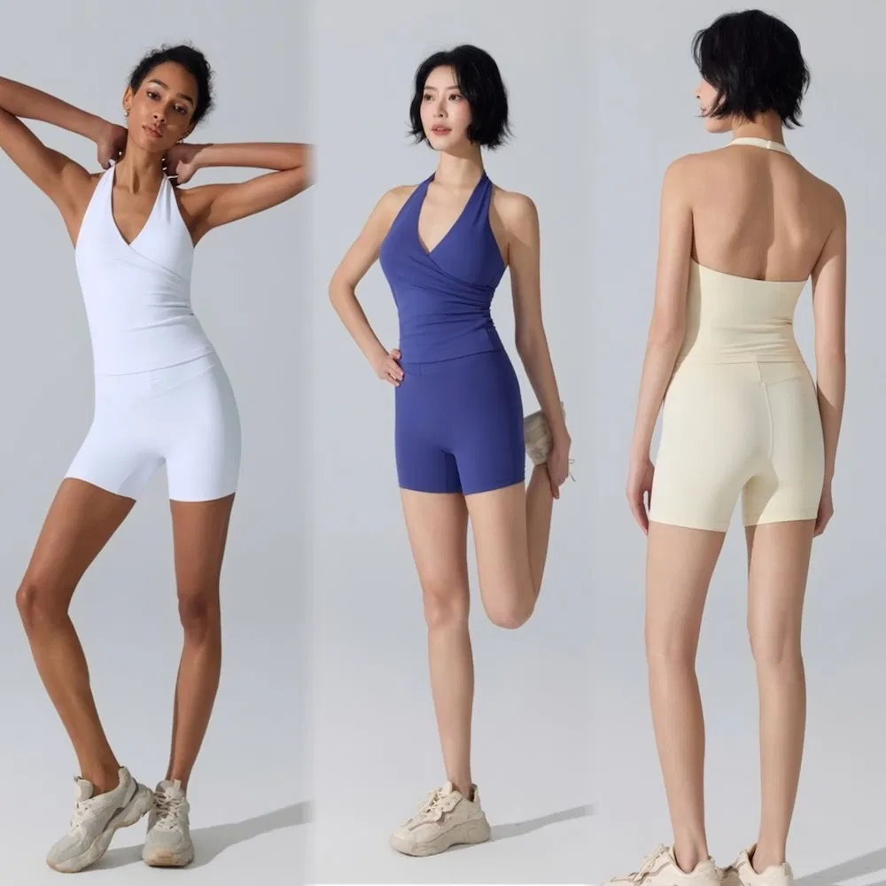 Amazon Popular Selling 2 Piece Workout Sets, Backless and V Neck Sports Bra Tank Tops with V Waisted Booty Shorts Gym Yoga Active Outfits for Woman Amazon Popular Selling 2 Piece Workout Sets, Backless and V Neck Sports Bra Tank Tops with V Waisted Booty Shorts Gym Yoga Active Outfits for Woman