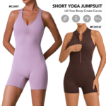 Amazon Top Picked Cross Back Workout Jumpsuit V Neck Gym Training Romper for Woman, Sleeveless Yoga and Pilates Playsuit Pole Dance Unitard with Bra