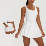 Amazon Top Selling Two-Piece Fantastic Backless Activewear Tank Dress with Built in Bra for Women, Custom Print Logo Open Back Travel Club Tennis Dresses