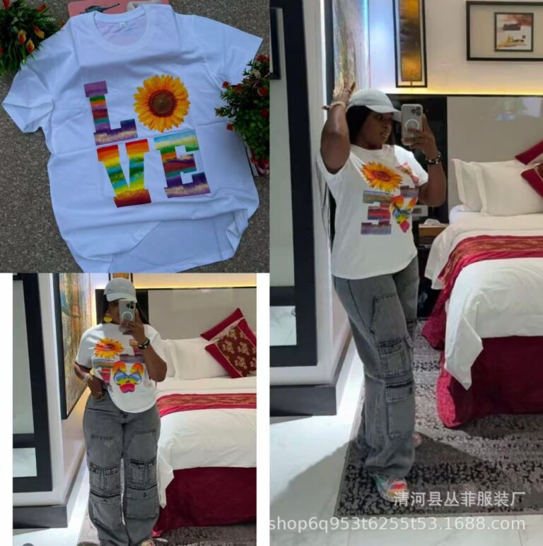 American foreign trade pattern printed short-sleeved men's and women's 2025 new t-shirt summer casual loose heavy cotton
