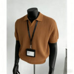 American texture old money style knitted POLO collar knitted short-sleeved men's summer slim-fitting short top with cool lapel
