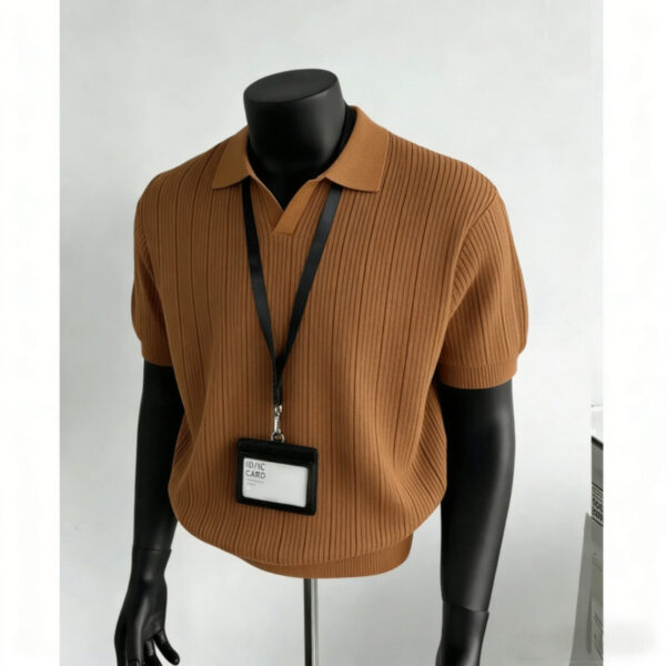 American texture old money style knitted POLO collar knitted short-sleeved men's summer slim-fitting short top with cool lapel