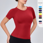 Best Seller Polyester Gym Sports Tops Short Sleeve Yoga and Pilates Fitness Tees for Women, Compression Shirts Running Athletic T-Shirts Workout Baselayer