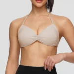 Best Seller Sujetador Deportivo Cute Pleated Front Sports Bra with Adjustable Straps, Push-up Activewear Tops Backless Fitness Bralette with Removable Pads