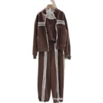 Casual sportswear suit for women, spring and autumn, loose, fashionable, high-end sweatshirt, vest, suspenders, wide-leg pants, three-piece suit